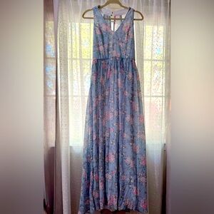 SHEIN Belle Floral Print Keyhole Back Dress